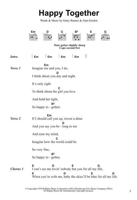 Happy Together By The Turtles Guitar Chordslyrics Guitar Instructor