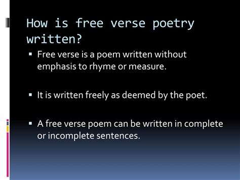 Ppt Free Verse Poetry Powerpoint Presentation Free Download Id2462088