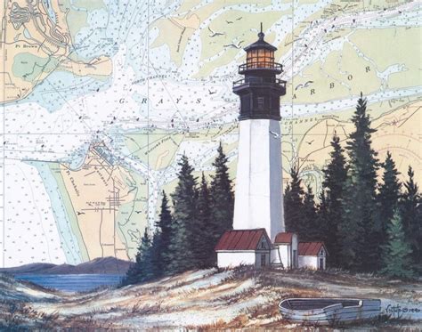 Grays Harbor Lighthouse Older Version Chart Art Prints