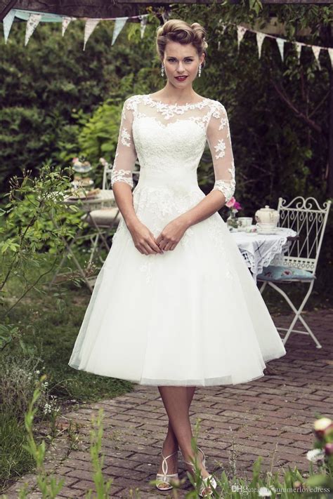 Https://tommynaija.com/wedding/50 S Inspired Short Wedding Dress Long Sleeve