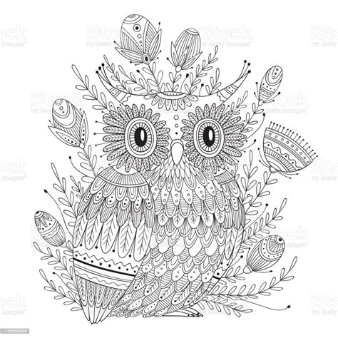 Beautiful Detailed Coloring Page With Bird Stock Illustration ...