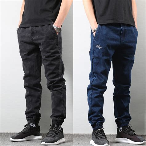 Japanese Style Fashion Mens Jogger Jeans Black Blue Color
