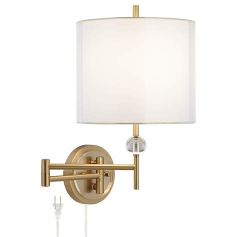 Kohle Brass And Acrylic Ball Swing Arm Plug In Wall Lamp With Cord