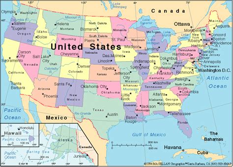 Politische Karte Usa