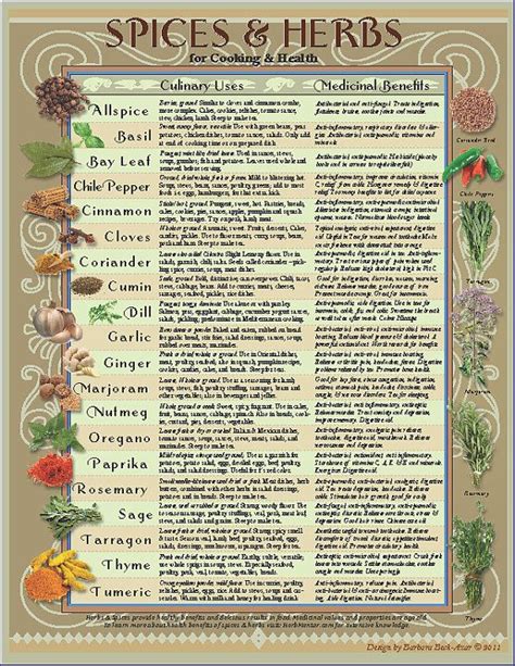 Healing Herbs Spices Kitchen Chart Downloadable Healing Herbs