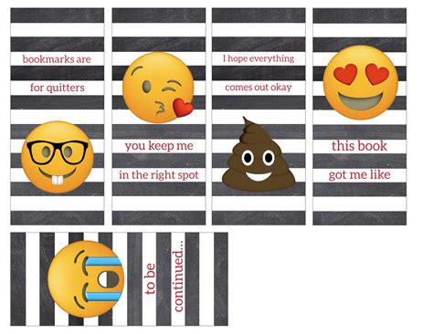 emoji bookmarks free printable bookmarks paper trail