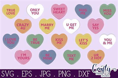 Conversation Hearts Svg Valentines Day Love Quotes By Crafty Mama