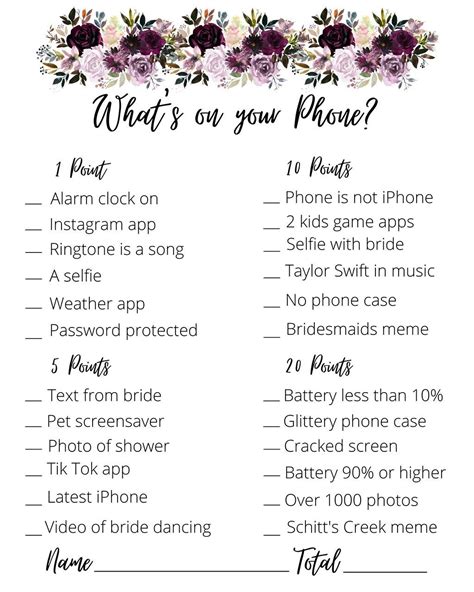 What S In Your Phone Bridal Shower Games Printable Bridal Shower Game My Xxx Hot Girl