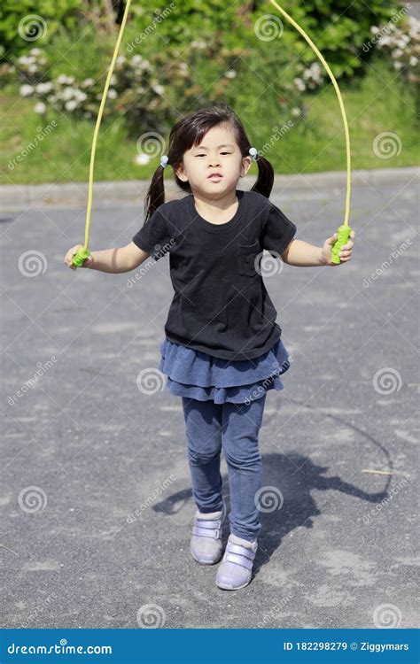 Japanese Girl Playing With Jump Rope Stock Image Image Of Playground Park