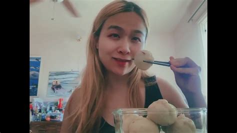 [asmr] mukbang chinese girl eating cha siu bun pork bun she cooked youtube