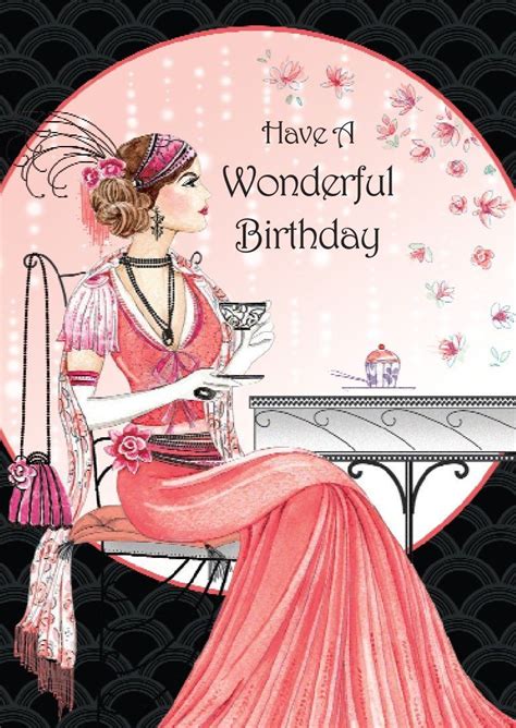 Art Deco Lady Have A Wonderful Birthday Birthday Card Amazon Co Uk