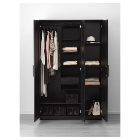 That's why a safety fitting is included so that you can attach the wardrobe to the wall. BRIMNES Wardrobe with 3 doors - black - IKEA