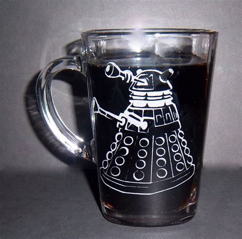 Dalek Etched Glass Coffee Mug 1000 Via Etsy Glass Coffee Mugs