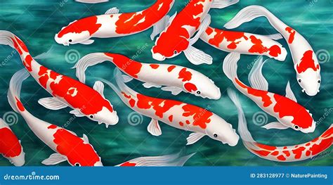 Whispering Fins Ethereal Digital Koi Fish Art Collection Stock