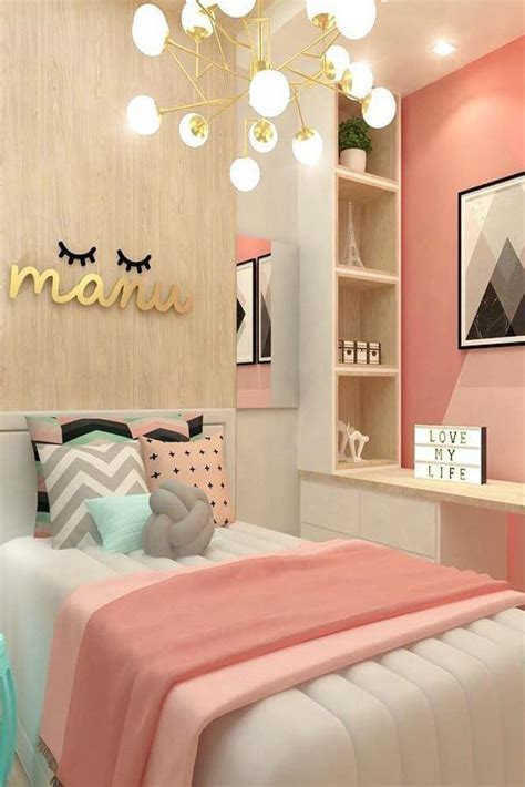 A bedroom suited for a princess, featuring a chic canopy bed. Cute Colorful Teen Bedroom Idea #pastelcolors explore ...