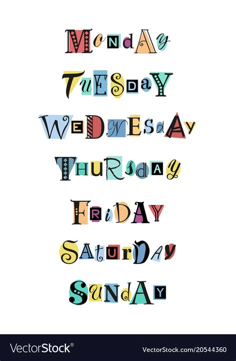 Days Week On Colorful Shapes Royalty Free Vector Image