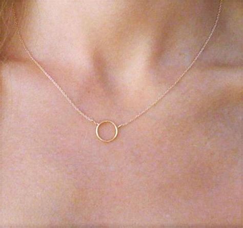 14k Gold Circle Necklace Gold Karma Necklace Hammered Gold Etsy In
