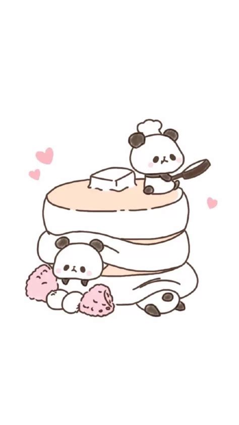 Wallpaper Cute Panda Pancakes Illustrationclick Here To