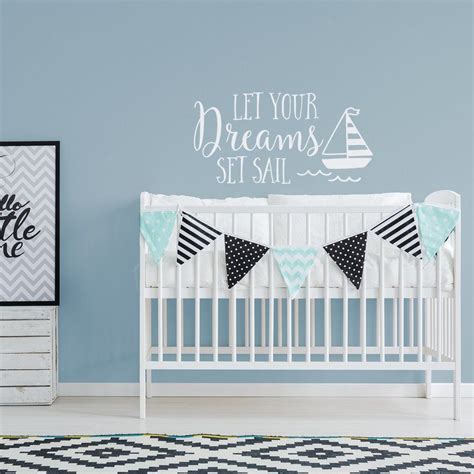 Nautical Nursery Wall Decals Let Your Dreams Set Sail Etsy Nautical