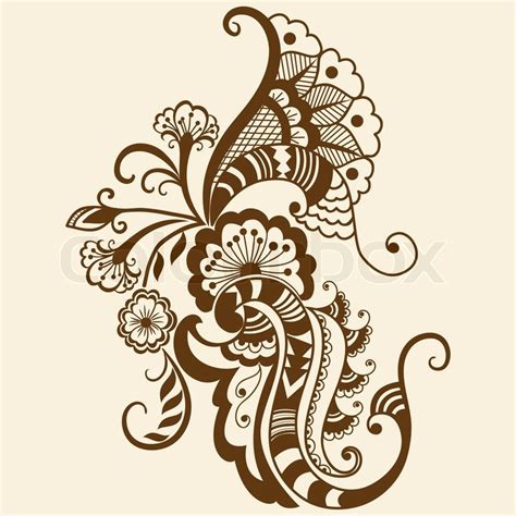 Vector Abstract Floral Elements In Indian Mehndi Style Abstract Floral