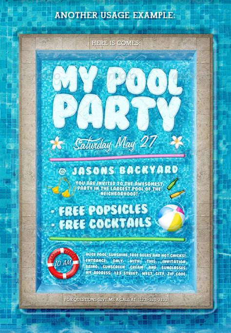 Blank Free Printable Pool Party Invitations Templates