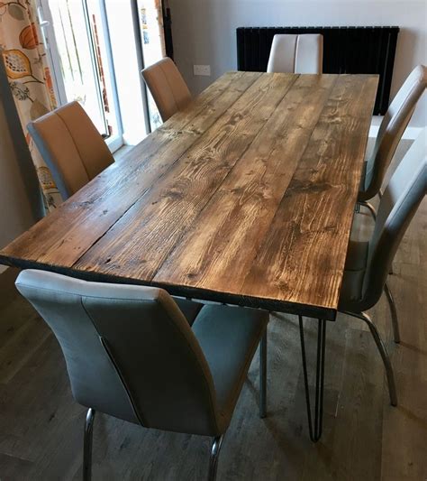 A Modern Rustic Industrial Style Dining Table Made From Reclaimed Pine
