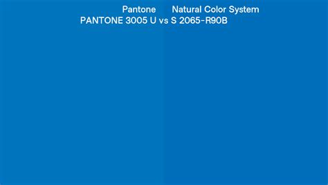 Pantone 3005 U Vs Natural Color System S 2065 R90b Side By Side Comparison