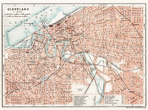 Old Map Of Cleveland In 1909 Buy Vintage Map Replica Poster Print Or