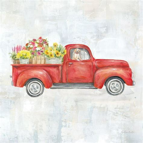 Vintage Red Truck Poster Print By Cynthia Coulter 12 X 12 Walmart