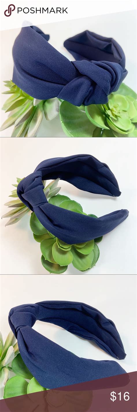Wide Knotted Navy Blue Headband Blue Headband Chic Accessories Navy