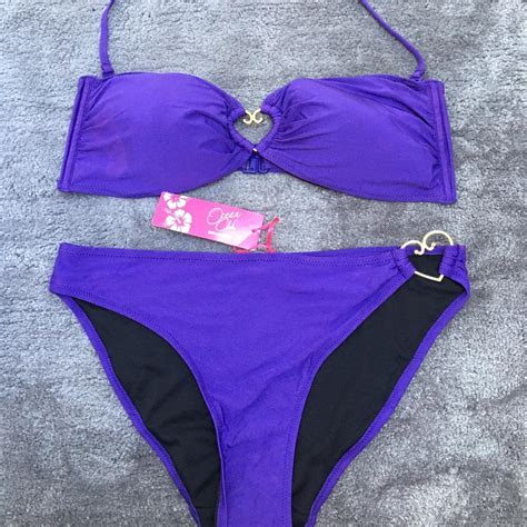 New With Tags Purple Bikini Set With Heart Design Depop