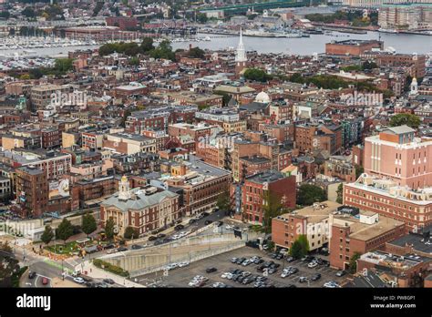 Aerial View Of Boston North End Stock Photo Alamy