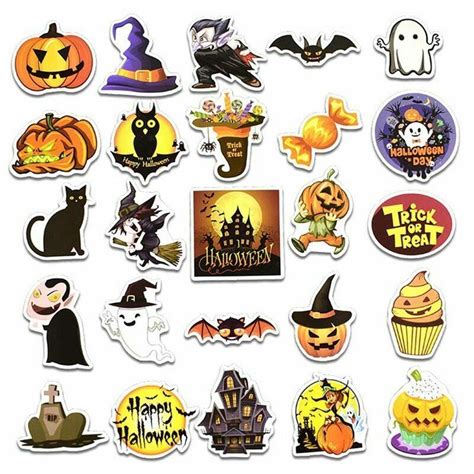 25pcs Set Vintage Happy Halloween Sticker Lot Bats Ghost Pumpkins
