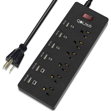 Power Strip Qolixm 6ft 6 Outlets 6 Smart Usb Quick Charging Ports Plug