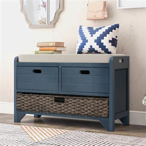 Narrow Storage Bench Solid Wood Entryway Bench With Removable Basket