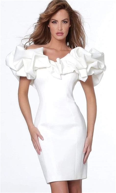 Jovani 04367 Ruffled Off Shoulder Fitted Dress In 2022 Necklines For Dresses Prom Dresses