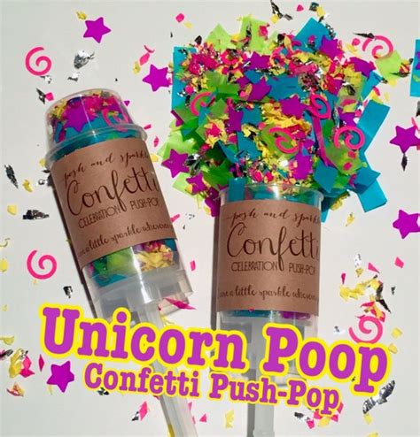 Unicorn Poop Confetti Celebration Push Pop Rainbow Confetti Party