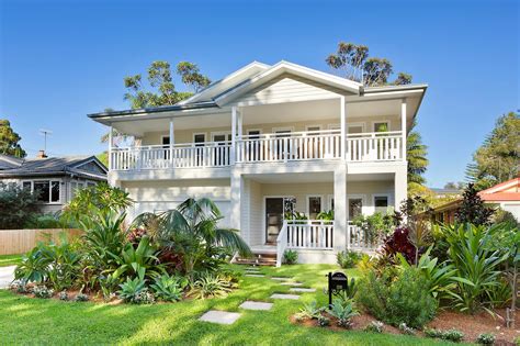 Adding back of house and family pool. Beach style hamptons style double storey house Tropical ...