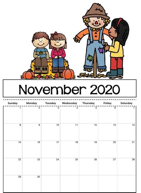 Printable November Calendar For Kindergarten