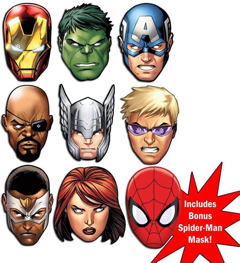 Marvels The Avengers Ultimate Super Hero Set Of 9 Variety Face Mask