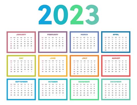 Plantilla De Calendario Para El Año 2023 Vector Premium