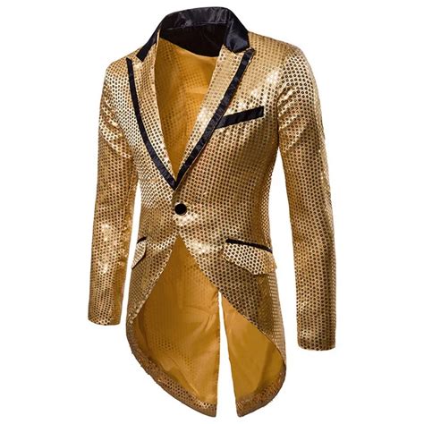 Puimentiua Mens Shiny Luxury Tuxedo Blazers Designs Fashion Gold