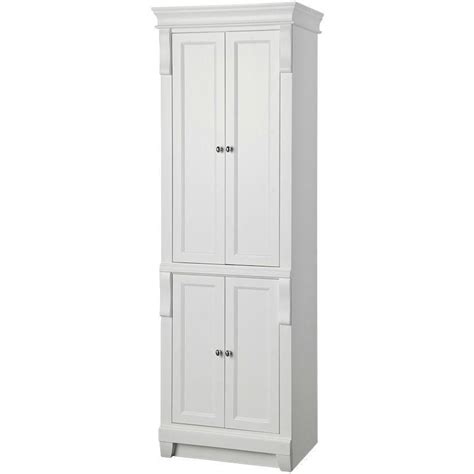 A Tall White Cabinet With Two Doors