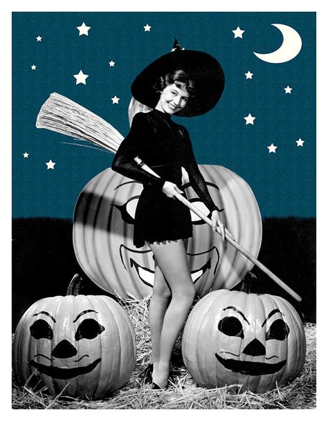 Pin Up Woman Posing In Witch Costume With Pumpkins Photograph By Long Shot