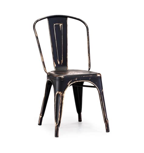 Use steel wool or fine sandpaper to remove rust from metal. Black Gold Vintage Metal Tolix Chair | TableBaseDepot