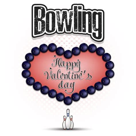 Bowling In My Heart Happy Valentines Day Stock Vector Illustration