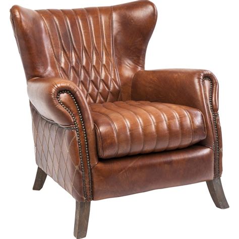 Vintage armchairs with wooden frame and velvet upholstery. Fauteuil vintage en cuir marron - Country Side - Kare Design