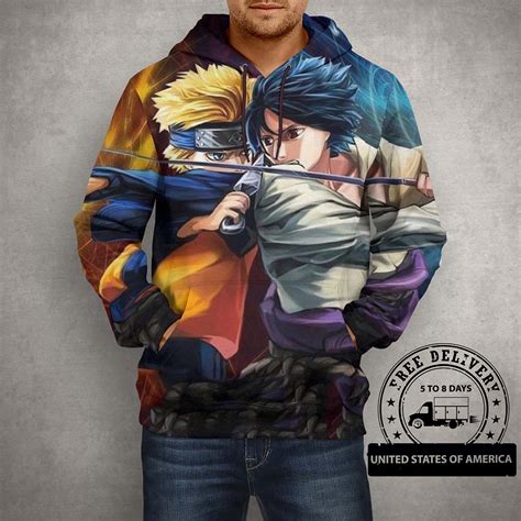 Anime Naruto Vs Sasuke Hoodie 3d Printed Pullover Hoodie Jeedad