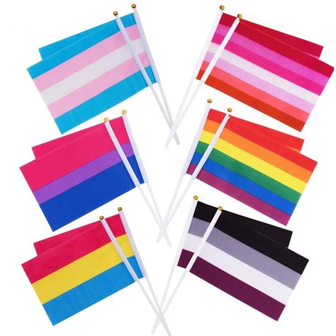 14x21cm rainbow flag with flagpole rainbow gay lesbian homosexual bisexual pansexuality