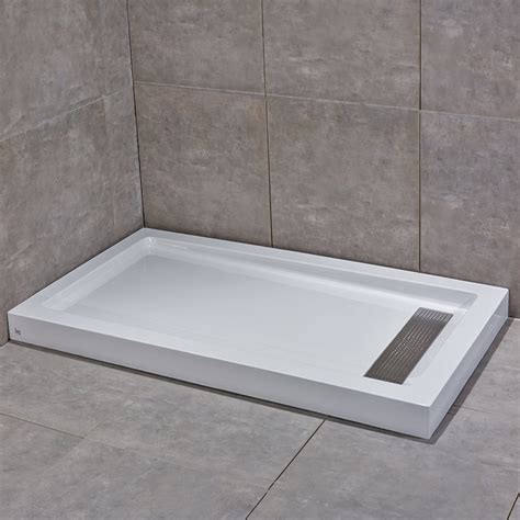 Woodbridge Reversible Acrylic Shower Base With Recessed Trench Side Drain Including Stainless